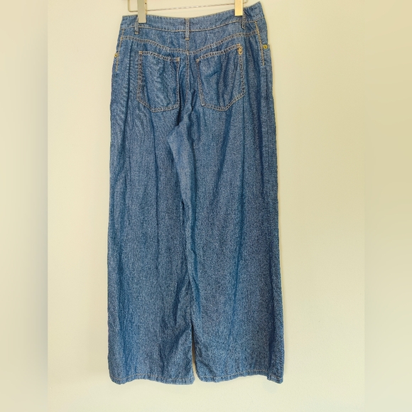 Escada Linen Blend Wide Leg Jeans - US Size 12 - Picture 5 of 12